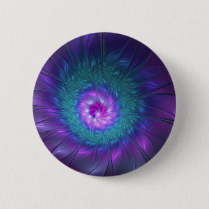 Chapa Redonda De 5 Cm Belleza floral abstracta arte fractal colorido flo