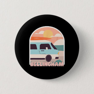 Chapa Redonda De 5 Cm Bellingham Beach Retro Pastel Colors Sun And Surfi