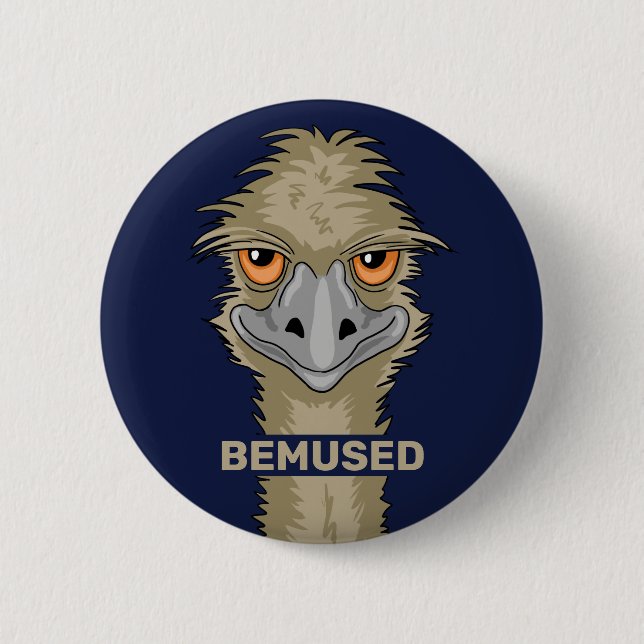 Chapa Redonda De 5 Cm Bemused Funny Emu Pun (Anverso)