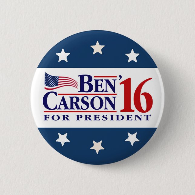 Chapa Redonda De 5 Cm Ben Carson para el presidente (Anverso)