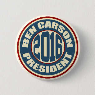 Chapa Redonda De 5 Cm Ben Carson para el presidente en 2016