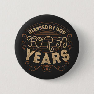 Chapa Redonda De 5 Cm Bendecido por Dios durante 50 años, diseño de 50 a