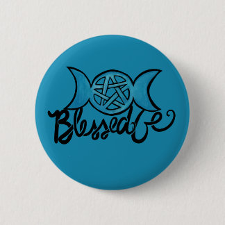 Chapa Redonda De 5 Cm Bendito sea Pentagram de la triple luna pagana
