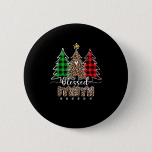 Chapa Redonda De 5 Cm Benditos Navidades Mimi Leopard Pine Tree Red Plai