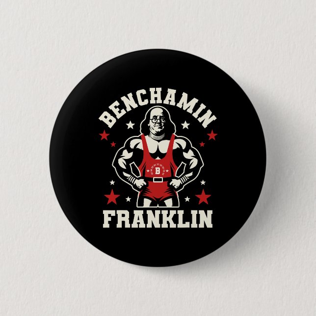 Chapa Redonda De 5 Cm Benjamin Benchamin Franklin Bench Press Bodybuildi (Anverso)