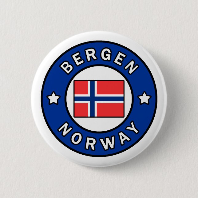 Chapa Redonda De 5 Cm Bergen Noruega (Anverso)