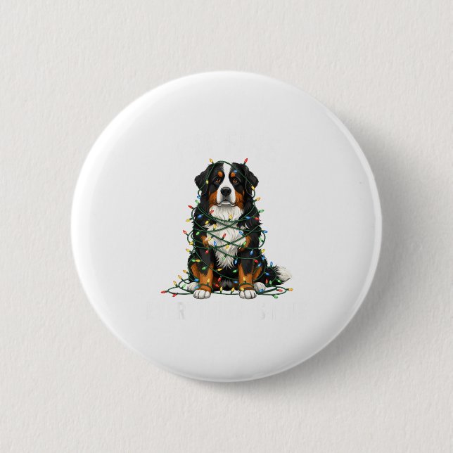 Chapa Redonda De 5 Cm Bernese Mountain Dog Christmas I'm Fine Everything (Anverso)