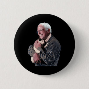 Chapa Redonda De 5 Cm Bernie Sanders Abrazando a un camisón de gato a un