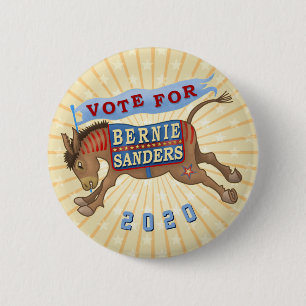 Chapa Redonda De 5 Cm Bernie Sanders Presidente 2020 Demócrata Donkey v2