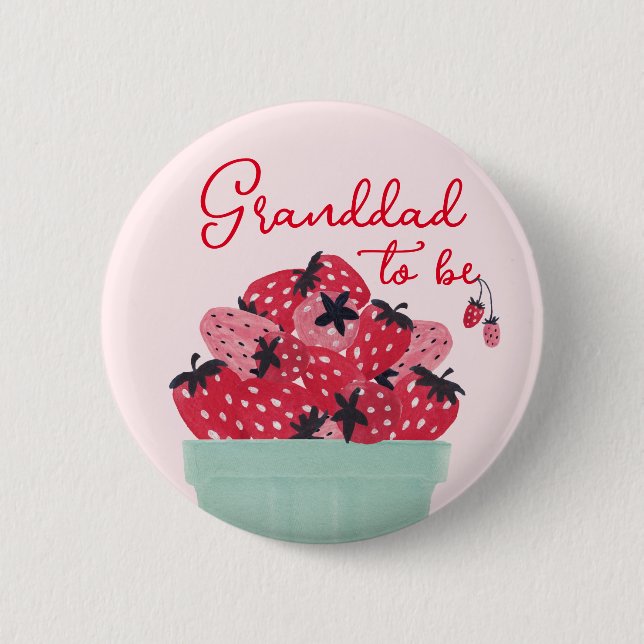 Chapa Redonda De 5 Cm Berry Sweet Baby Shower Granddad Button (Anverso)