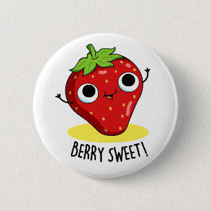 Chapa Redonda De 5 Cm Berry Sweet Funny Strawberry Pun