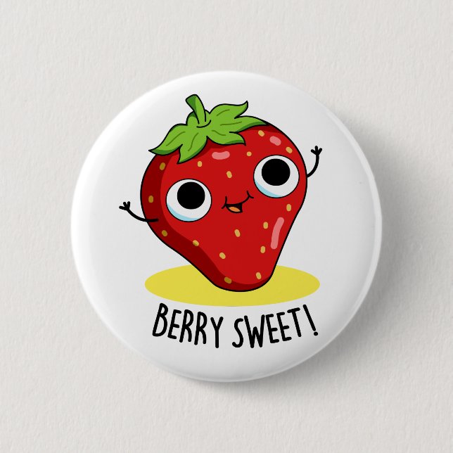 Chapa Redonda De 5 Cm Berry Sweet Funny Strawberry Pun (Anverso)