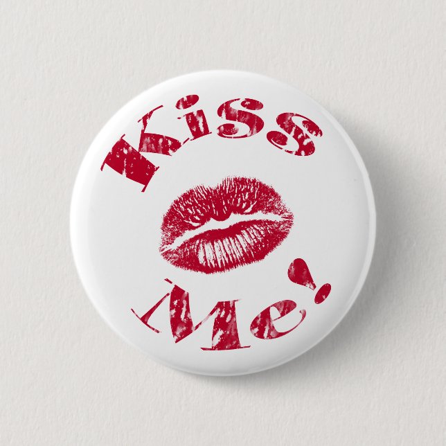 Chapa Redonda De 5 Cm ¡Bésame! Labios Rojos (Anverso)