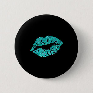Chapa Redonda De 5 Cm Besar Labios Turquesa Azul Día de San Valentín Y A