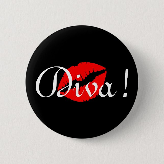 Chapa Redonda De 5 Cm Beso de Diva Roja (Anverso)