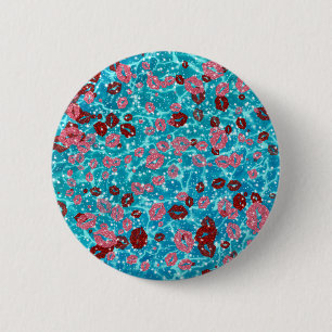 Chapa Redonda De 5 Cm Besos rojos y rosas en el océano azul