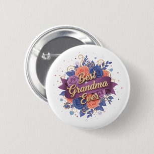 Chapa Redonda De 5 Cm Best Grandma Ever Floral