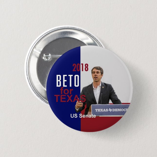 Chapa Redonda De 5 Cm BETO O'Rourke Tejas 2018 (Anverso y reverso)