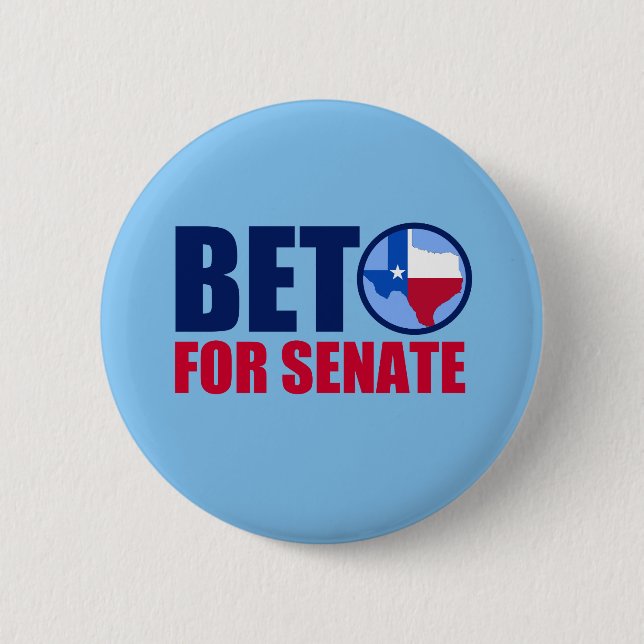 Chapa Redonda De 5 Cm Beto para el Senado de Texas 2018 (Anverso)