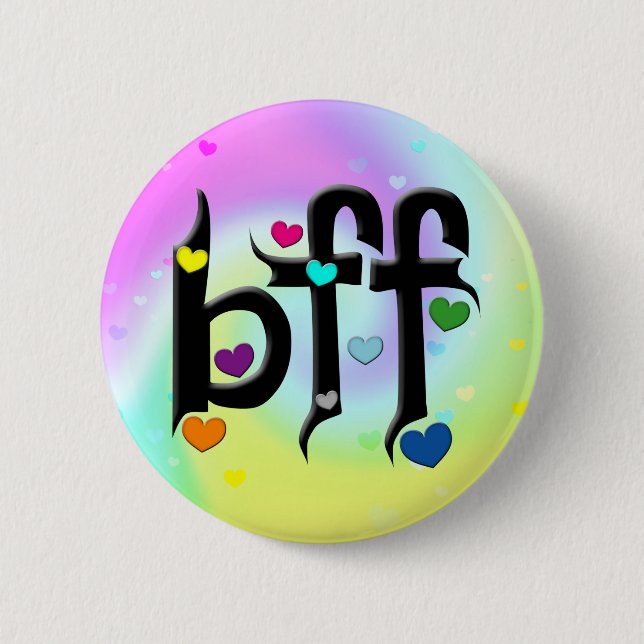 Chapa Redonda De 5 Cm bff ~ corazones (Anverso)
