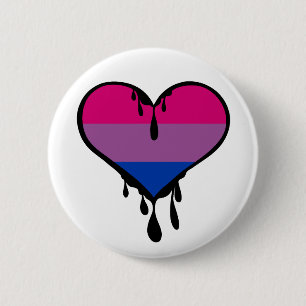 Chapa Redonda De 5 Cm Bi Pride Dripping Heart