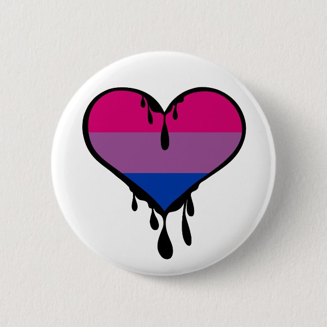Chapa Redonda De 5 Cm Bi Pride Dripping Heart (Anverso)