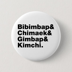 Chapa Redonda De 5 Cm Bibimbap y Chimaek, Gimbap y Kimchi. Alimentos cor