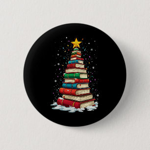 Chapa Redonda De 5 Cm Biblioteca del libro del libro del libro navideño 