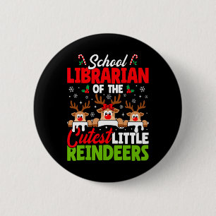 Chapa Redonda De 5 Cm Bibliotecario De La Escuela De Navidades De Renos