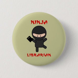 Chapa Redonda De 5 Cm Bibliotecario de Ninja con el libro