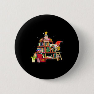 Chapa Redonda De 5 Cm Bibliotecario y amante de los libros Navidad árbol