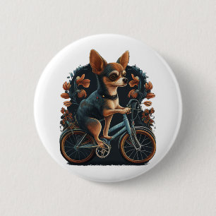 Chapa Redonda De 5 Cm Bicicleta Chihuahua Bicicleta Perro Ciclismo