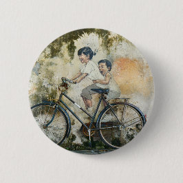 Chapa Redonda De 5 Cm Bicycle Mural Button