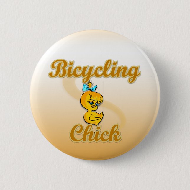 Chapa Redonda De 5 Cm Bicycling Chick (Anverso)