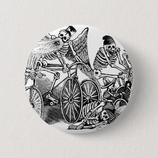 Chapa Redonda De 5 Cm Bicyclists de Calavera circa último 1800's México