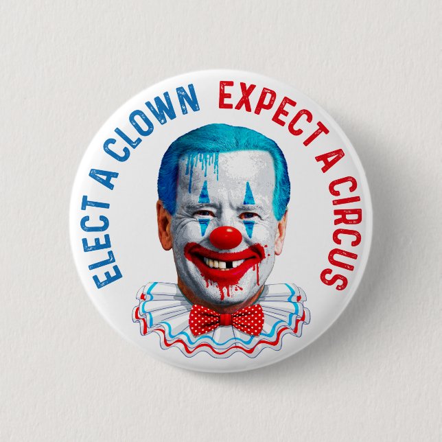 Chapa Redonda De 5 Cm Bidden clown face anti Biden Pro trump 2024 (Anverso)