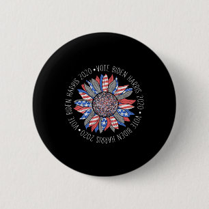 Chapa Redonda De 5 Cm Biden Harris 2020 Cute Rojo Azul Girasol Sh