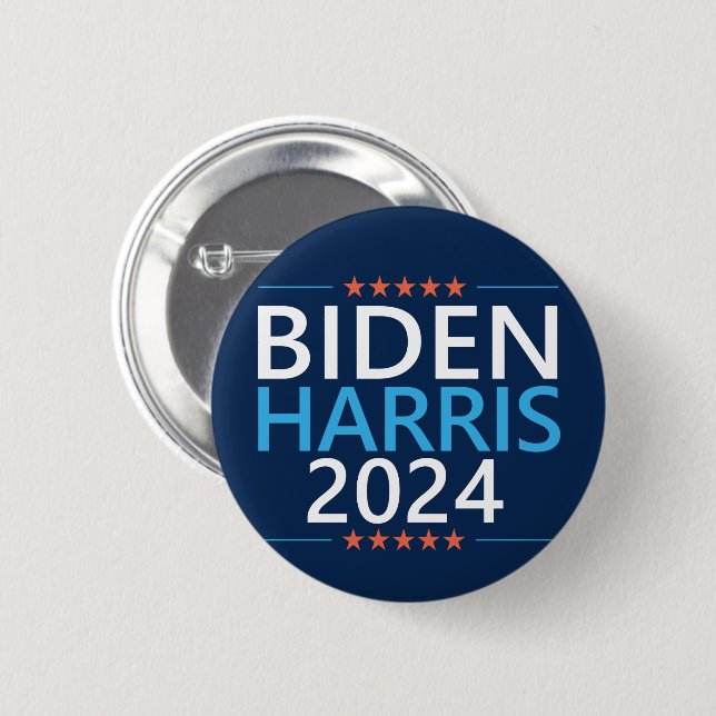 Chapa Redonda De 5 Cm Biden Harris 2024 por las elecciones presidenciale (Anverso y reverso)
