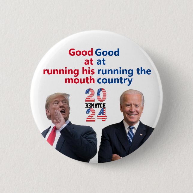 Chapa Redonda De 5 Cm Biden Trump Rematch (Anverso)