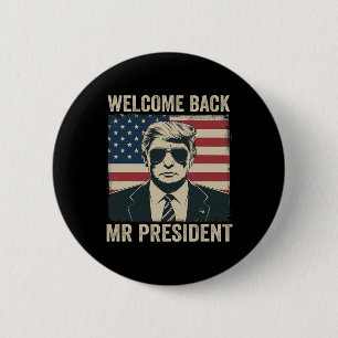 Chapa Redonda De 5 Cm Bienvenida del Sr. Presidente Donald Trump Victori