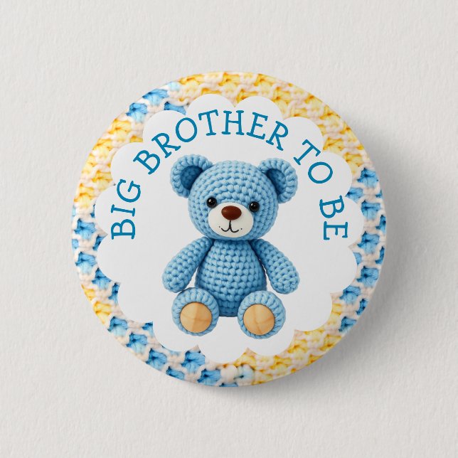 Chapa Redonda De 5 Cm Big Brother to Be | Boy's Baby Shower (Anverso)