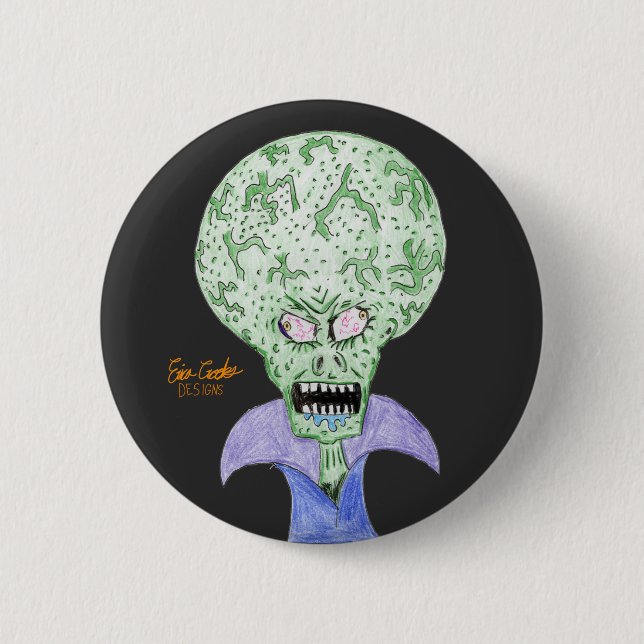 Chapa Redonda De 5 Cm Big head alien sci-fi cartoon (Anverso)