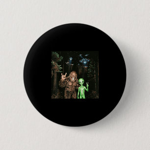 Chapa Redonda De 5 Cm Bigfoot alien ovni selfie divertido sasquatch meme