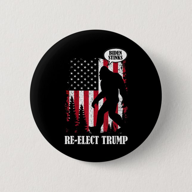 Chapa Redonda De 5 Cm Bigfoot dice que Biden Stinks (Anverso)