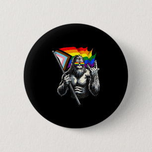 Chapa Redonda De 5 Cm Bigfoot roca en la nueva bandera del orgullo lgbtq