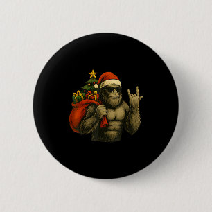 Chapa Redonda De 5 Cm Bigfoot Santa árbol de Navidad Rock On divertida N