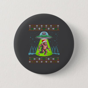 Chapa Redonda De 5 Cm Bigfoot Santa Ovni Sasquatch Navidad Divertida Fea