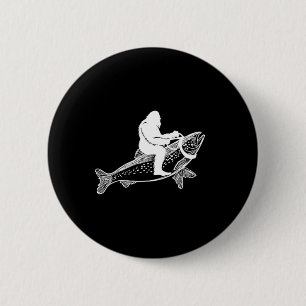 Chapa Redonda De 5 Cm Bigfoot Sasquatch pesca con mosca trucha pescador 