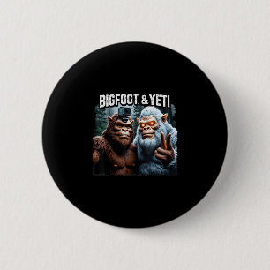 Chapa Redonda De 5 Cm Bigfoot y yeti selfie bosque retro naturaleza