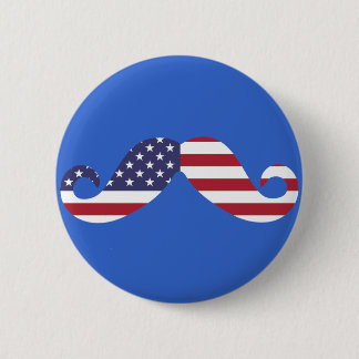 Chapa Redonda De 5 Cm Bigote de la bandera americana